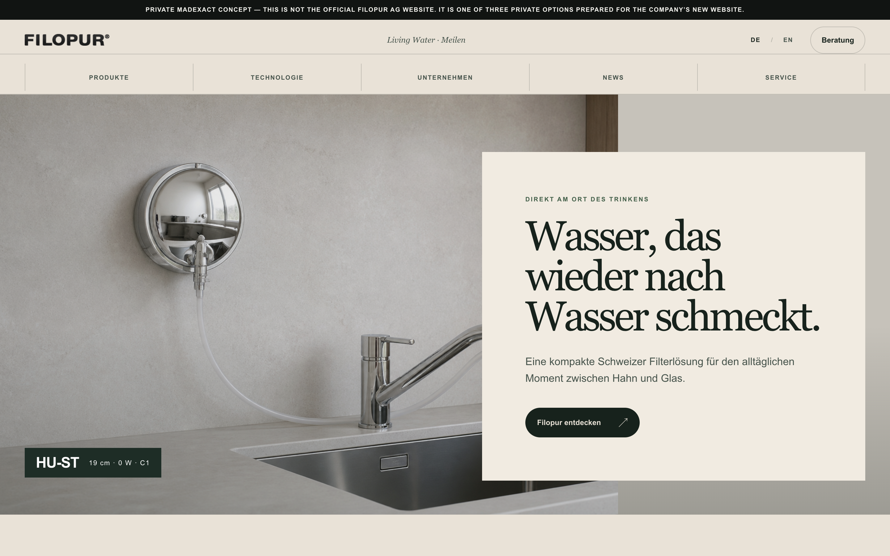 Vorschau der warmen Living Water Startseite